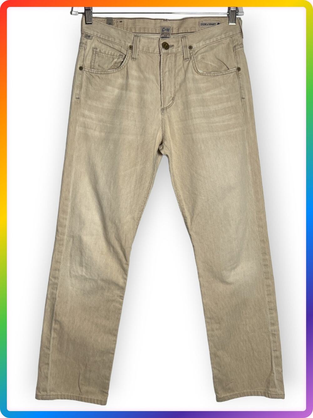 Citizens of Humanity SID Jeans 30x30 Beige Stripe Straight Leg Premium Denim